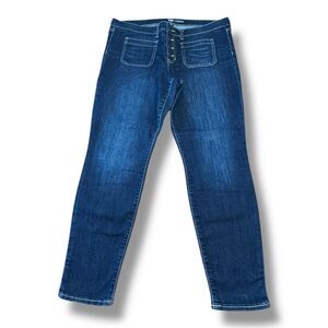 Gap Legging Patch Dark Indigo Denim Jeans Button Fly Casual Women’s Size 14